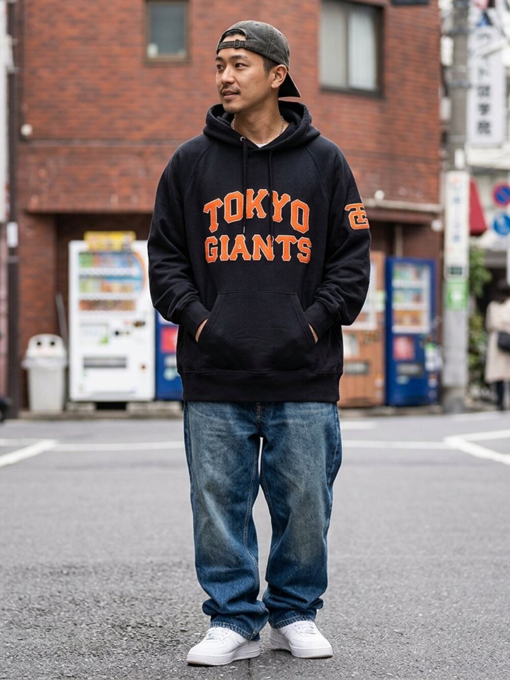Ebbets Field Flannels Black Tokyo Giants Long Sleeve Hoodie - Size XL